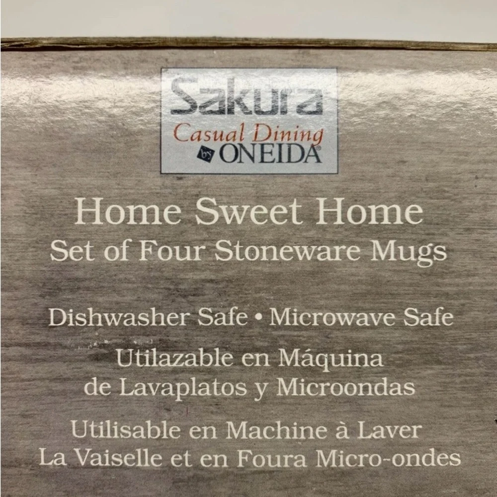 Vintage Home Sweet Home Sakura Warren Kimble Oneida Set of 4 Coffee Mugs NEW NWT - Picture 4 of 5